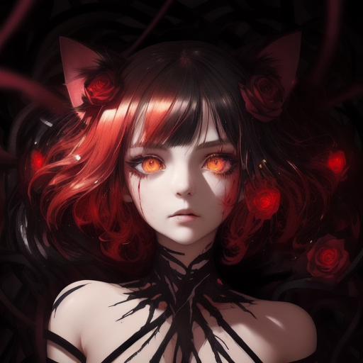 01652-2809777286-cat eyes, black red clothes, red glowing blood dripped roses, glowing flower feathers in her hair and eyes, glowing hearts circl.png